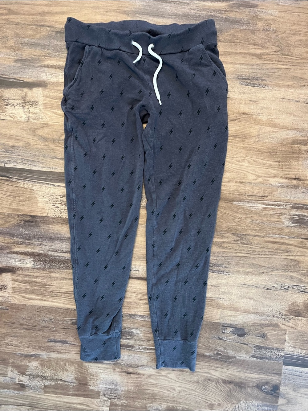 Monrow Charcoal Gray Lightning Joggers with White Drawstring
